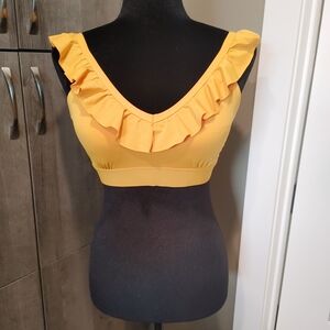 Knix Gold Ruffled Sleeveless Tank Top Bikini